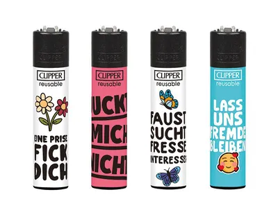 Produktbild von Clipper Feuerzeuge 4er Set Fuck Off
