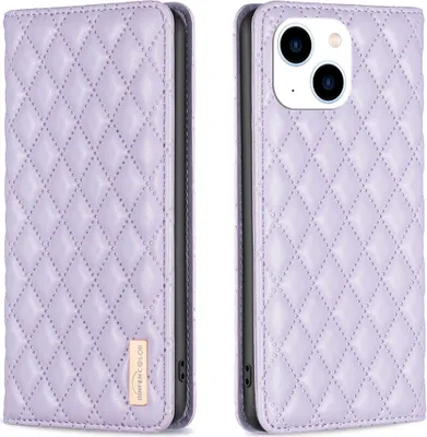 Obrázek produktu pro iPhone 14 Pouzdro, Elegantní Flip Kožené Pouzdro s Kapsami na Karty a Stojánkem pro iPhone 14 Fialová
