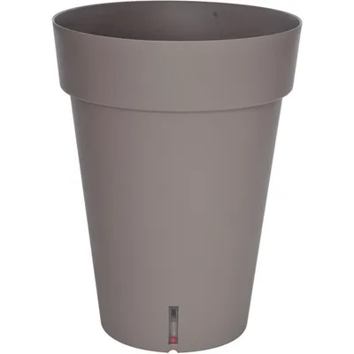 Image de Pot de fleurs à réserve d'eau Hydrosystem Loft Haut Rond D39cm - H52cm - 37L - Taupe - Fabrication Française