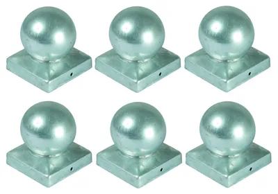 Produktbild von 6x Pfostenkappe Kugel 90x90mm Zaunkappe Zierkappe Pfahl Kappe verzinkt Abdeckung