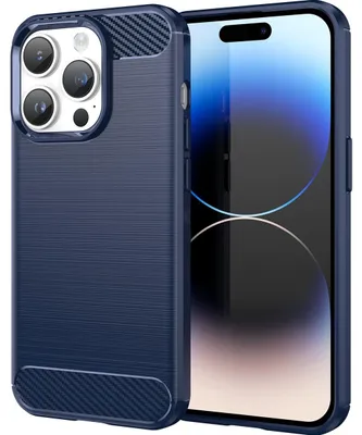Produktbild von Mobigear Brushed Slim Schutzhülle für iPhone 15 Pro Max, flexible TPU-Hülle, blau