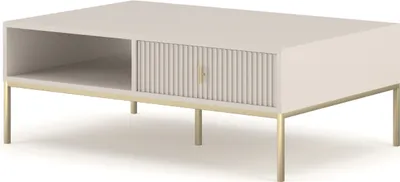 Produktbild von Couchtisch: eine Schublade, ein Regal, kaschmirfarben, goldene Beine