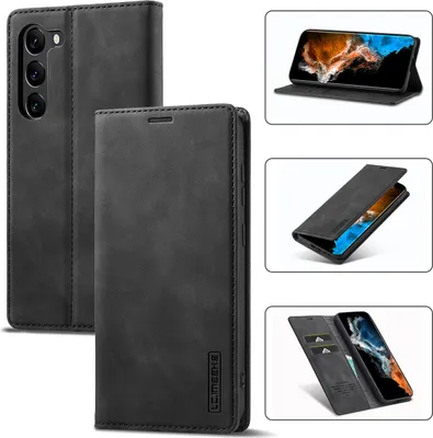 Immagine prodotto di Galaxy S23+ Custodia in pelle con funzione stand e porta carte, custodia design portafoglio per Samsung Galaxy S23+ nero