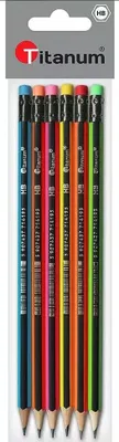 Produktbild von Bleistift mit Radiergummi HB Neon Streifen 6St