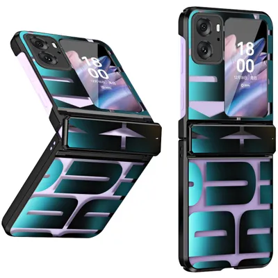 Obrázek produktu pro Pouzdro pro Oppo Find N2 Flip, galvanizované průhledné pouzdro s ochranou pantu černé