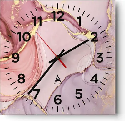 Produktbild von Wanduhr - Quadrat - Glasuhr - Abstraktion Marmor Rosa - 40x40cm - Schleichendes Uhrwerk - Lautlos - zum Aufhängen bereit - Dekoration Modern - Wanddekoration aus Glas - C4AC40x40-4528