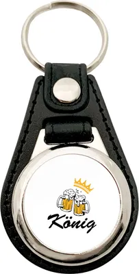 Produktbild von Huuraa Schlüsselanhänger König Schützenfest Metall mit Kunstleder Schlüsselring Einkaufswagenchip Geschenkidee