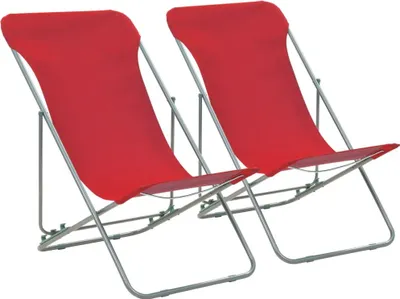 Produktbild von "2026 Promotion" Klappbare Strandstühle 2 Stk. - Hohe Qualität - Stahl und Oxford-Gewebe Rot - Gartenstühle CC26301