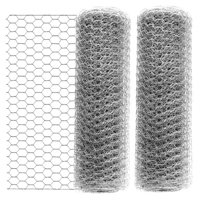 Produktbild von 2 Rollen Maschendrahtzaun 40 cm x 15 m, Kaninchendraht, Hasendraht, Sechseckgeflecht, verzinkter Drahtzaun für Garten, 0,6 mm Draht