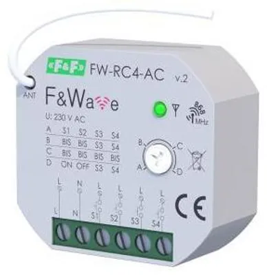 Zdjęcie produktu dla Radiowy czterokanałowy nadajnik zdalnego sterowania 230V AC FiWave FW-RC4AC