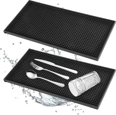 Image de Lot de 2 tapis antidérapants, 30 x 15 cm, résistants à la chaleur, noirs