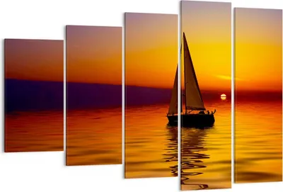 Produktbild von Bild auf Leinwand - Leinwandbild - Boot Sonnenuntergang Landschaft - 150x100cm - Wand Bild - Wanddeko - Leinwanddruck - Bilder - Kunstdruck - Leinwand bilder - Wandkunst - EG150x100-0106