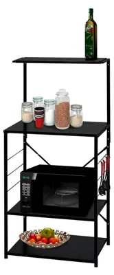 Produktbild von Mikrowellenschrank schwarz 60 x 39,6 x 123 cm aus Holzwerkstoff