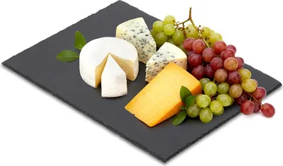 Obrázek produktu pro Vilde | Servírovací talíř - Obdélníkový - 40x30 cm - Kamenná břidlice - Protiskluzový - Drsný povrch - Černá barva