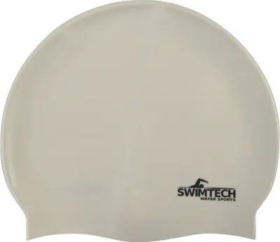 Produktbild von SwimTech Unisex Silikon-Badekappe für Erwachsene RD265 (Einheitsgröße) (Weiß)