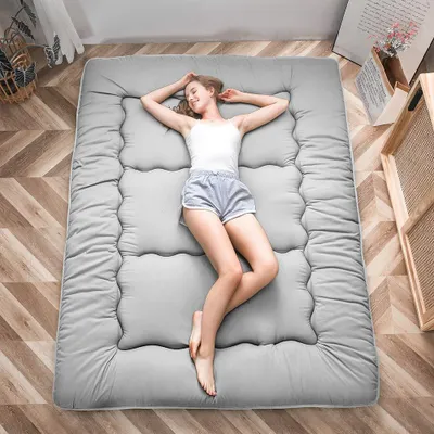Futon-Matratze, 135x190 cm, grau, Memory-Schaum, zusammenklappbar