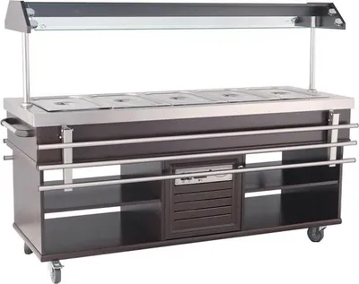 Produktbild von Combisteel Büfett-Theke für 5xGN1/1 aus Mahagoni/Edelstahl  1900x700x1400mm