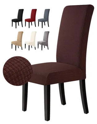 Obrázek produktu pro Potahy na židle, 4 kusy, elastické, z materiálu Elastan, hnědé barvy, univerzální střih, lze prát