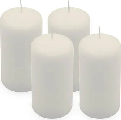 Productafbeelding van 1.09 Echte waskaarsen, pijpvormige kaarsen - set van 4, elk met een diameter van 50 mm en een hoogte van 100 mm - kleur: crème