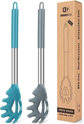 Produktbild von Bundlepro Silikon Spaghettilöffel Set für Küche, hitzebeständig, BPA-frei