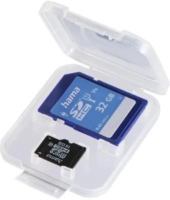 Zdjęcie produktu dla Hama DuoCase, MicroSD (TransFlash), SD, 2 kart(y), Polipropylen (PP), Przezroczysty, 40 mm, 7 mm