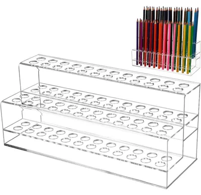 Produktbild von Acryl Stiftehalter Organizer 96 Fächer 2 Ebenen, transparenter Aufbewahrungsständer für Stifte Pinsel Make-up Büro & Schule