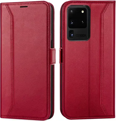 Produktbild von Conie RFID Klapp Tasche für Samsung Galaxy S20 Ultra Kartenfach Hülle Rundumschutz in Rot