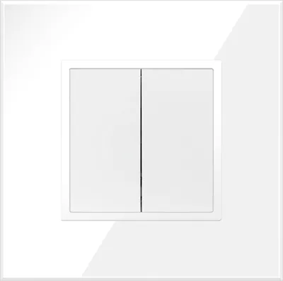 Produktbild von 1-fach Doppel Schalter Weiß Komplett mit Glasrahmen QUADRA
