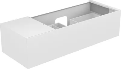 Produktbild von Keuco Edition 11 Waschtischunterbau 1400 x 350 x 535 mm rechts (1055 mm Öffnung) mit 1 Auszug und Beleuchtung - Weiß Strukturlack - 31164380100