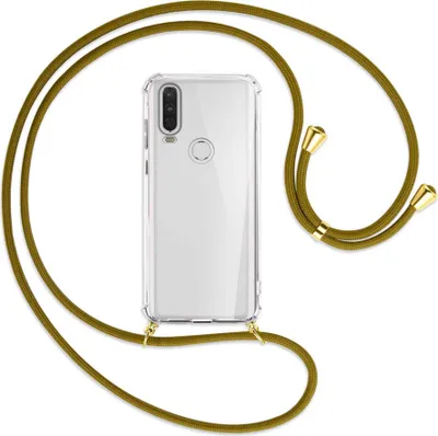 Produktbild von Handykette Backcover-Schutzhülle mit Band (Metall goldfarben) für Motorola One Action - khaki