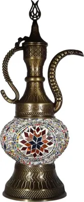 Produktbild von Ostasiatische Mosaik-Tischlampe (Türkische Ibrik) Ø 13 cm, handgefertigt, 40 Watt, Messingbeschläge, 38 cm hoch