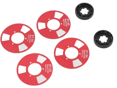 Image de Cassette à bobines à monter soi-même : cassette rétro vierge en métal avec 4 bobines et 2 roues pour l'enregistrement musical, couleur rouge