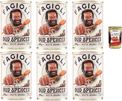 Produktbild von Fagioli alla Bud Spencer - Weiße Bohnen mit Tomatensauce, Dose 6 x 400 g | Original italienisches Rezept | Ready to Rechaud | Proteinquelle | Ideal Camping & schnelle Mahlzeiten + Italian Gourmet