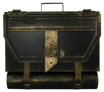 Briefkasten antike Aktentasche von HMF mit 25 cm Breite in Gold