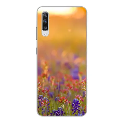 Produktbild von MuchoWow® Handyhülle Schutzhülle Hülle für Samsung Galaxy A70 Blumen - Gold - Sonne Silikon Softcase Handy Hülle - Schutzhaube