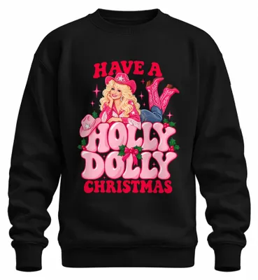 Produktbild von Have A Holly Dolly Christmas Country Cowgirl Dolly Parton Sweatshirt Pullover, Schwarz, S