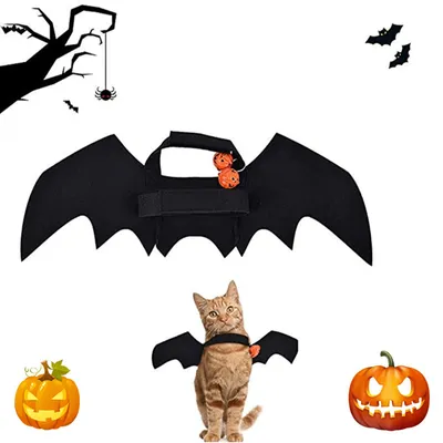 Zdjęcie produktu dla Kostium nietoperza skrzydła dla psa kota Halloween dzwonki
