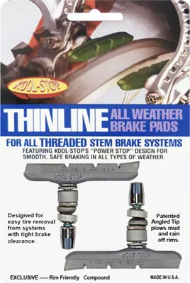 Produktbild von Kool-Stop Bremsschuhe T2 Thinline V-Brake, L=71,8mm asymm., für Aluminiumfelgen, silber