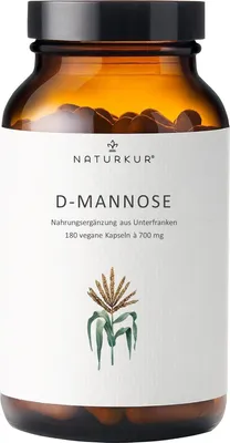 Produktbild von Naturkur® D-Mannose 700 mg - 180 Kapseln im Apothekerglas - Vegan, ohne Zusatzstoffe, in Handarbeit hergestellt in Unterfranken