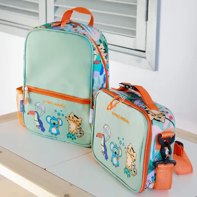 Immagine prodotto di Milk&Moo Jungle Collection zaino e porta pranzo per bambini, set da 2 pezzi, zaino e borsa termica per la scuola, borsa per la scuola, borsa pranzo isolata per l'asilo, impermeabile, da 3 anni, 8L + 4L