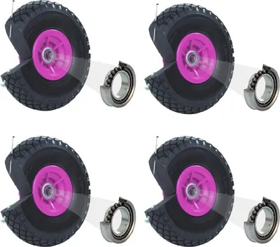 Produktbild von 4x Sackkarrenrad PolyurethanRad 260x85 mm 3.00-4 60 mm versetze Nabe Ø 20 mm pink Vollgummi Bollerwagen