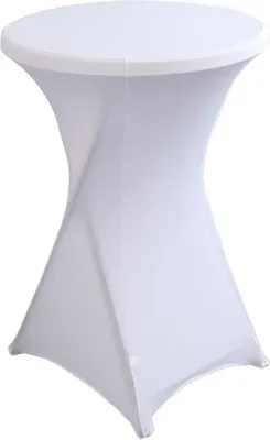Produktbild von Cocktailtisch-Abdeckung, einfarbiges Design, hochelastisch, ölbeständig, universelle Passform, einfache Installation, runde hohe Tischdecke