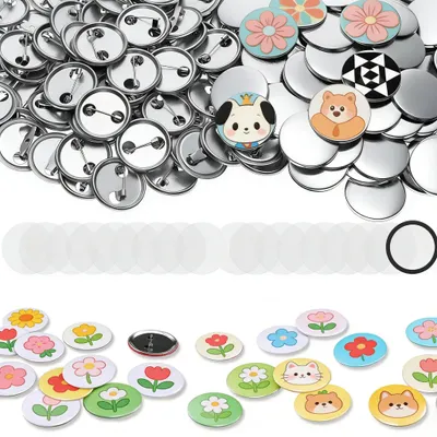 100er-Set Knopfrohlinge 25 mm, Metall, rund, weiß – für Knopfmaschinen