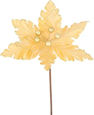 Productafbeelding van Květ MagicHome Kerst, Poinsettia, goud, 30 cm, bloemgrootte: 20,5 cm - set van 6 stuks