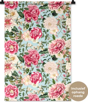 Produktbild von MuchoWow® Wandteppich Wandbehang Blumen - Farben - Muster 60x90 cm Tapisserie Dekoration Wandtuch - Foto-Teppich - Abwaschbar