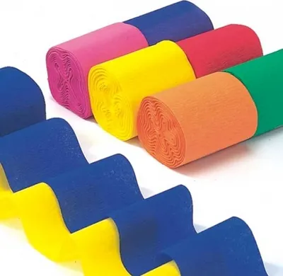 Produktbild von 6 Rollen Krepp-Bänder 10 m x 5 cm farbig sortiert