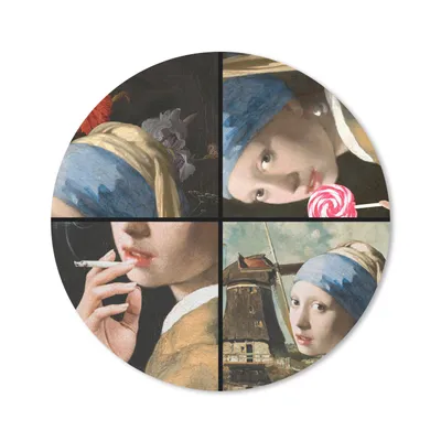 Produktbild von MuchoWow® Mauspad Mousepad Das Mädchen mit dem Perlenohrring - Vermeer - Collage 30x30 cm - Mousepads - Maus Mat - Pad - Mausunterlage - Tischunterlage - Schreibtischmatten