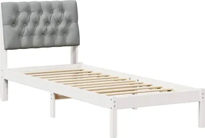 Productafbeelding van vidaXL Bedframe met gestoffeerd hoofdeinde, wit, 75 x 190 cm