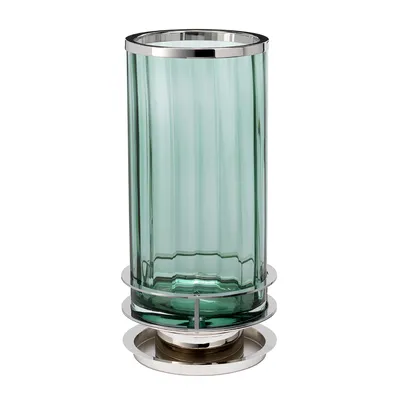 Image de Lampe de table Arno vert et argent 1xGX53x9W, verre, dimensions : 36,4 x 17,1 x 17,1 cm, IP20, Quintiesse