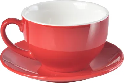 Produktbild von ionEgg Porzellan Kaffeetasse mit Untertasse 220ml/7oz für Cappuccino, Latte und Tee, Rot